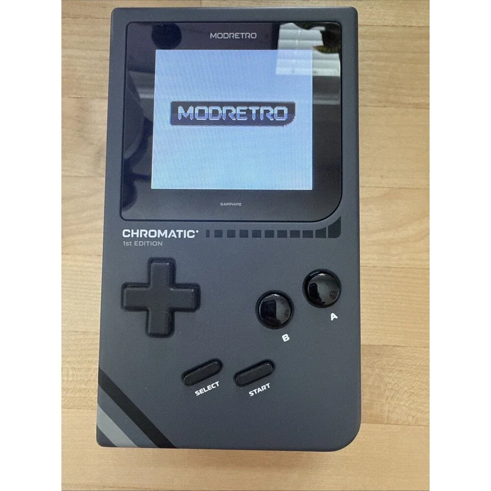 ModRetro Chromatic 1st Edition Black Sapphire Screen Game Boy with 7 Games